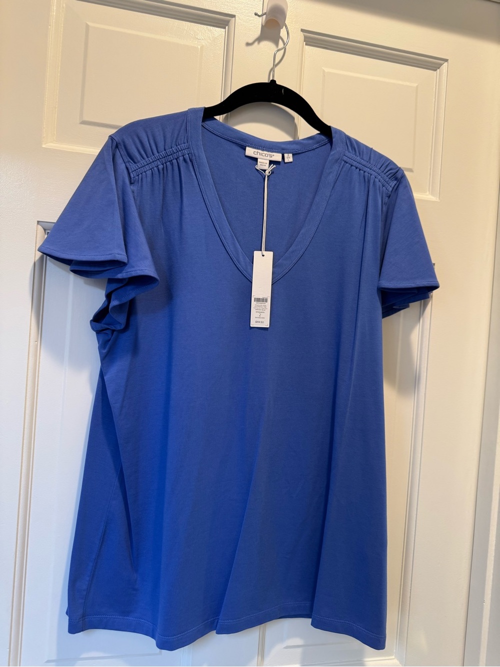 Chico's Royal Blue V-Neck Short Sleeve Tee